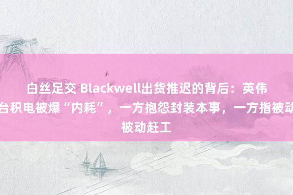 白丝足交 Blackwell出货推迟的背后：英伟达与台积电被爆“内耗”，一方抱怨封装本事，一方指被动赶工