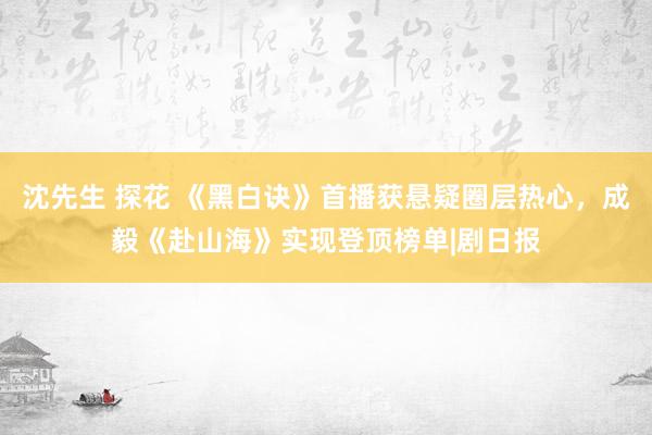 沈先生 探花 《黑白诀》首播获悬疑圈层热心，成毅《赴山海》实现登顶榜单|剧日报