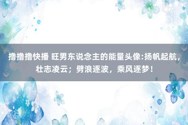 撸撸撸快播 旺男东说念主的能量头像:扬帆起航，壮志凌云；劈浪逐波，乘风逐梦！