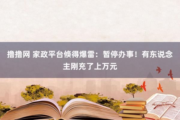 撸撸网 家政平台倏得爆雷：暂停办事！有东说念主刚充了上万元