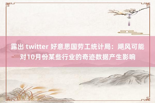 露出 twitter 好意思国劳工统计局：飓风可能对10月份某些行业的奇迹数据产生影响