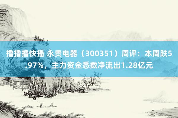 撸撸撸快播 永贵电器（300351）周评：本周跌5.97%，主力资金悉数净流出1.28亿元