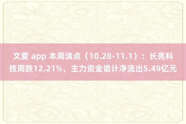 文爱 app 本周清点（10.28-11.1）：长亮科技周跌12.21%，主力资金诡计净流出5.49亿元