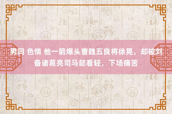 男同 色情 他一箭爆头曹魏五良将徐晃，却被刘备诸葛亮司马懿看轻，下场痛苦