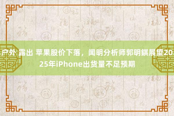 户外 露出 苹果股价下落，闻明分析师郭明錤展望2025年iPhone出货量不足预期