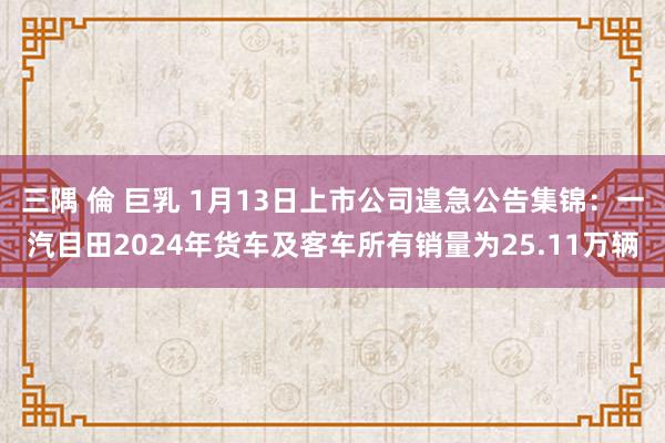 三隅 倫 巨乳 1月13日上市公司遑急公告集锦：一汽目田2024年货车及客车所有销量为25.11万辆