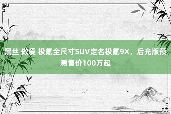 黑丝 做爱 极氪全尺寸SUV定名极氪9X，后光版预测售价10